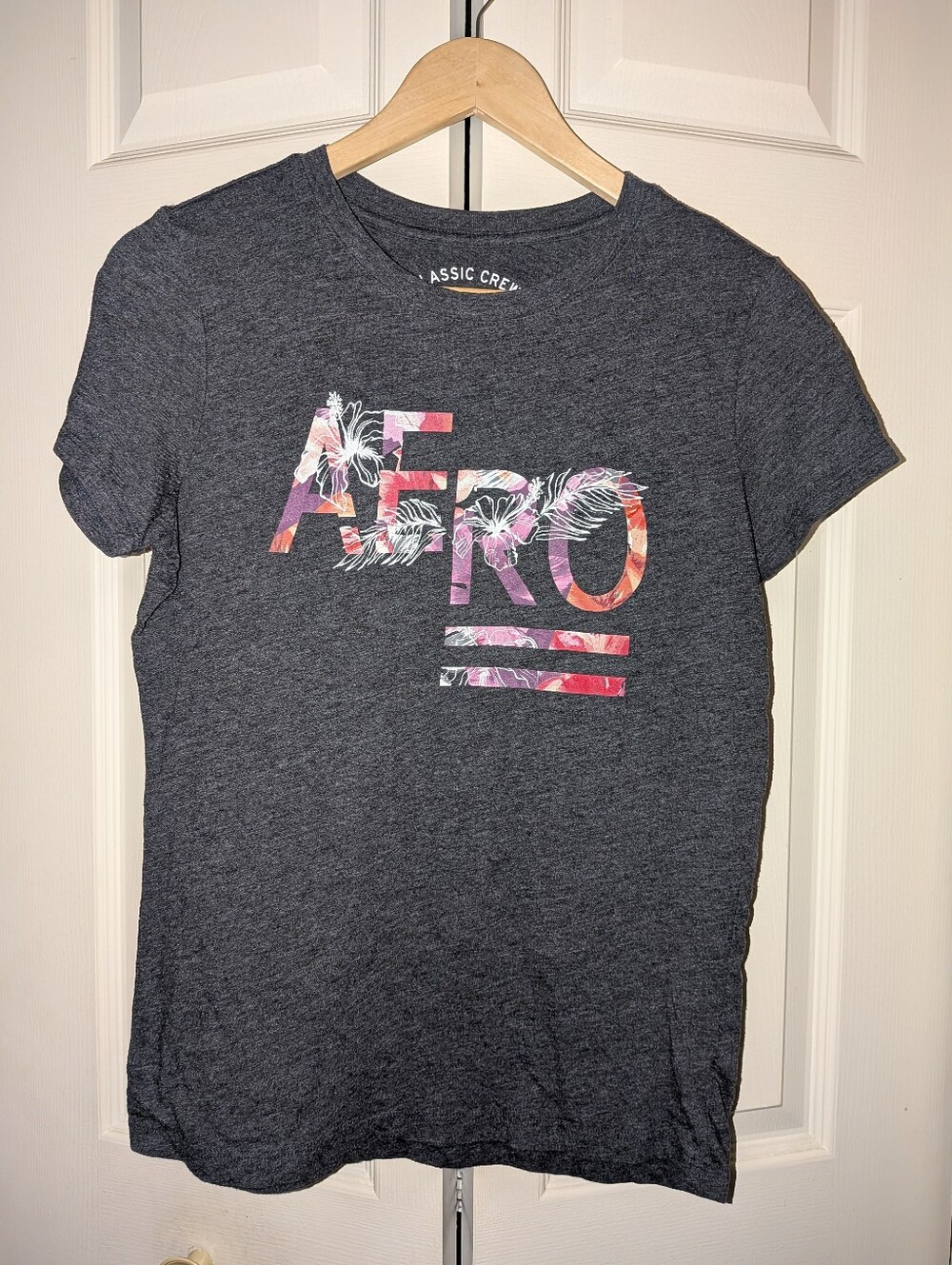 Aeropostale Charcoal Short Sleeve Tee with Floral 'AERO' Graphic